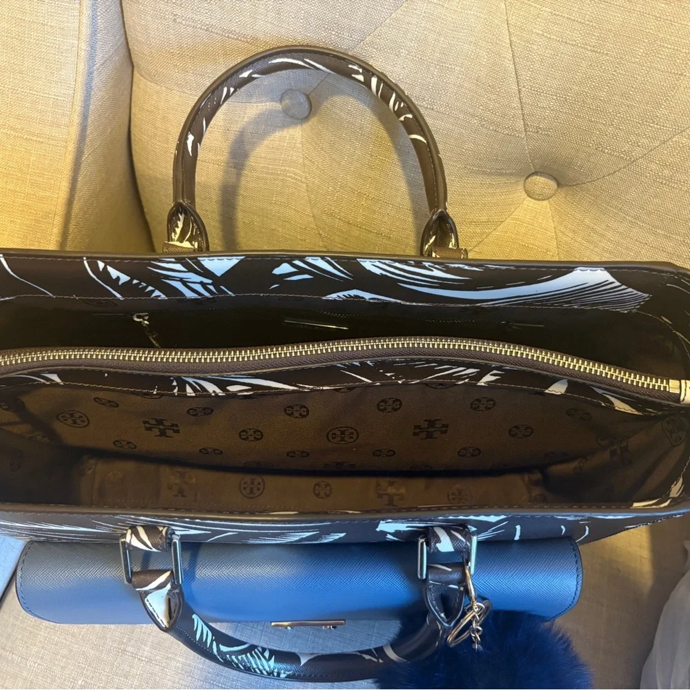 Tory Burch Black and Blue Tote Bag